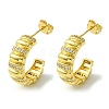 Brass with Cubic Zirconia Ring Stud Earrings EJEW-K267-10G-1