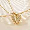 Elegant Romantic Heart Brass Micro Pave Clear Cubic Zirconia Pendant Necklace for Women XT9950-1-1