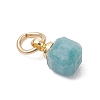 Natural Colorful Tourmaline Table Cut Cube Charms with 304 Stainless Steel Findings X-PALLOY-JF04873-4
