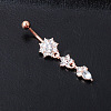 Piercing Jewelry Alloy Rhinestone Split Flower Navel Ring Belly Rings WG05686-03-1