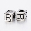 304 Stainless Steel Large Hole Letter European Beads LS-STAS-H428-01AS-R-2