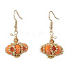 Halloween Theme Pumpkin Handmade Glass Seed Beaded Dangle Earrings EJEW-MZ00476-2