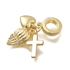 Brass Micro Pave Clear Cubic Zirconia European Dangle Charms KK-D431-033D-G-2