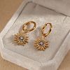 316 Surgical Stainless Steel Pave Clear Cubic Zirconia Pendant Hoop Dangle Earrings for Women WG38549-01-3