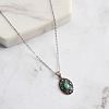 Natural Turquoise & Cubic Zirconia Oval Pendant Necklaces NJEW-L125-002ASP-4