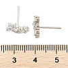 Brass Micro Pave Clear Cubic Zirconia Stud Earrings EJEW-R016-26P-16-5