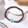 Cross Natural Coconut & Synthetic Turquoise Beads Stretch Bracelets for Women BJEW-JB11388-01-1