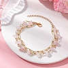 Natural Gemstone Chip Beads & Brass Paperclip Chain Multi-strand Bracelets for Women BJEW-JB12890-6