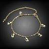 European and American Fashion Brass Cat Charm Anklets For Ladies Summer Holiday AJEW-BB14788-G-5