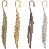 8Pcs 4 Style Feather Shape Tibetan Style Alloy Bookmarks Making AJEW-SC0002-56-1