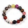 Natural Mixed Gemstone Round Beads Stretch Bracelets for Women Men  G-T141-20-2