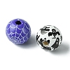 45Pcs 9 Colors Printed Round Wood European Beads WOOD-FS0001-21-2
