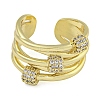 Brass Micro Pave Clear Cubic Zirconia Open Cuff Rings RJEW-Z046-05G-01-2