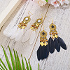 2 Pairs 2 Colors Feather Chandelier Earrings EJEW-TA0001-82-4