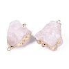 Raw Rough Natural Rose Quartz Nuggets Connector Charms G-Q606-08B-2