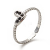 Rhinestone Heart Open Cuff Ring RJEW-K237-02P-4