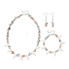 Natural Morganite & Larimar Chips Beads & Natural Spiral Shell Necklaces & Dangle Earring & Bracelets Sets SJEW-JS01387-3