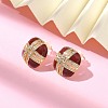 Brass Enamel Stud Earrings EJEW-B115-01G-01-2