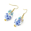 Handmade Porcelain & Acrylic Beads Dangle Earrings for Women EJEW-JE07329-02-4