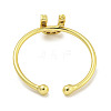 Rack Plating Brass Open Cuff Rings for Women RJEW-F162-02G-U-3