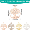 24Pcs 4 Colors Brass Filigree Pendants KK-CN0002-01-2