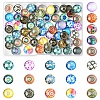 60Pcs Printed Glass Half Round Cabochons GGLA-FS0001-14-1