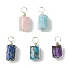 5Pcs Natural Mixed Gemstone Pendants PALLOY-JF03152-1