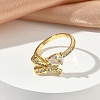 Brass Micro Pave Cubic Zirconia Cuff Open Rings RJEW-C163-17G-2