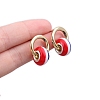 Stainless Steel Enamel Flag Element Hoop Earrings PW-WG19494-01-1