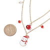 Christmat Bell & Snowman Alloy Red Enamel Pendant Necklaces NJEW-JN05115-3