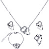 Alloy Rhinestone Link Bracelets & Stud Earrings & Pendant Necklaces & Rings Sets WG6A31F-04-3