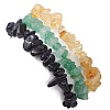 3Pcs 3 Styles Natural Citrine & Green Aventurine & Synthetic Blue Goldstone Chips Stretch Bracelets Sets BJEW-JB11076-08-5