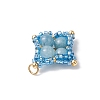 Natural & Synthetic Mixed Gemstone & Glass Seed Beaded Star Pendants PALLOY-MZ00691-5