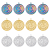 DICOSMETIC 12Pcs 3 Colors Ion Plating(IP) 304 Stainless Steel Pendants STAS-DC0013-99-1