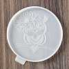 Flat Round with Owl & Flower DIY Cup Mat Silicone Molds SIL-F007-06D-2