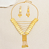 Vintage Brass Rectangle with Rose Tassel Earrings & Necklaces Sets for Women ZM7021-5