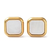 6 Pair 2 Color Square Natural Shell Stud Earrings EJEW-A024-01-3