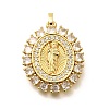 Religion Themed Rack Plating Brass Micro Pave Cubic Zirconia Pendants KK-L226-007G-03-1