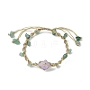 Dyed Natural Quartz Crystal & Green Aventurine Chips Braided Bead Bracelet BJEW-TA00351-2