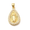 Religion Themed Rack Plating Brass Micro Pave Cubic Zirconia Pendants KK-L226-007G-21-1