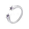 Brass Micro Pave Cubic Zirconia Cuff Open Rings for Women FS-WG15C9D-04-1