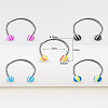 5Pcs 316L Surgical Stainless Steel & Striped Acrylic Round Ball Circular/Horseshoe Barbell Nose Rings WG9532E-06-1