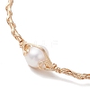 Copper Wired Pearl Cuff Bangles for Women BJEW-JB13438-3