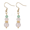 Round Natural Malaysia Jade & Rose Quartz Beaded Dangle Earrings EJEW-JE06471-3