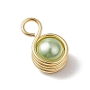 Shell Pearl Round Copper Wire Wrapped Pendants PALLOY-JF03258-03-4