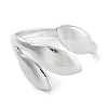 Leaf Rack Plating Brass Open Cuff Rings for Women RJEW-Z059-23P-2