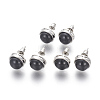 Natural Dyed & Heated Black Agate Stud Earrings EJEW-F162-H02-1