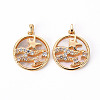 Brass Micro Pave Clear Cubic Zirconia Charms KK-Q765-022-NF-1