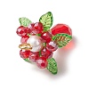 Glass with Round Shell Pearl and Acrylic Charms Pendants PALLOY-MZ00647-5