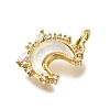 Brass Micro Pave Clear Cubic Zirconia with Glass Charms X1-KK-G525-06G-03-2